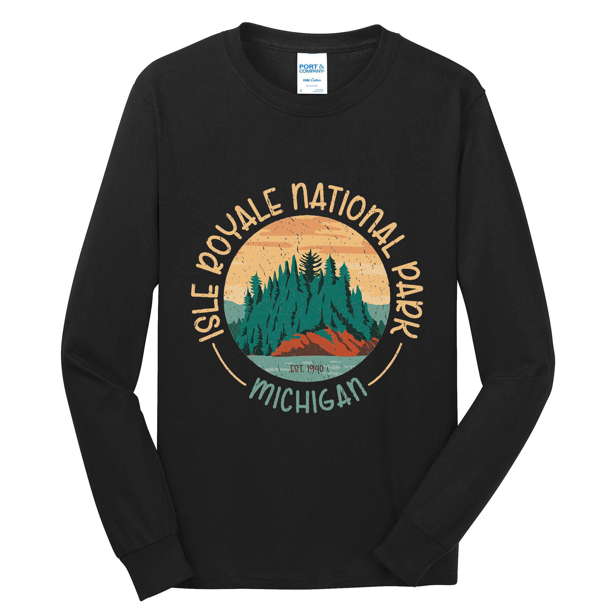 Isle Royale Michigan National Park Moose Sillhouete Tall Long Sleeve T-Shirt