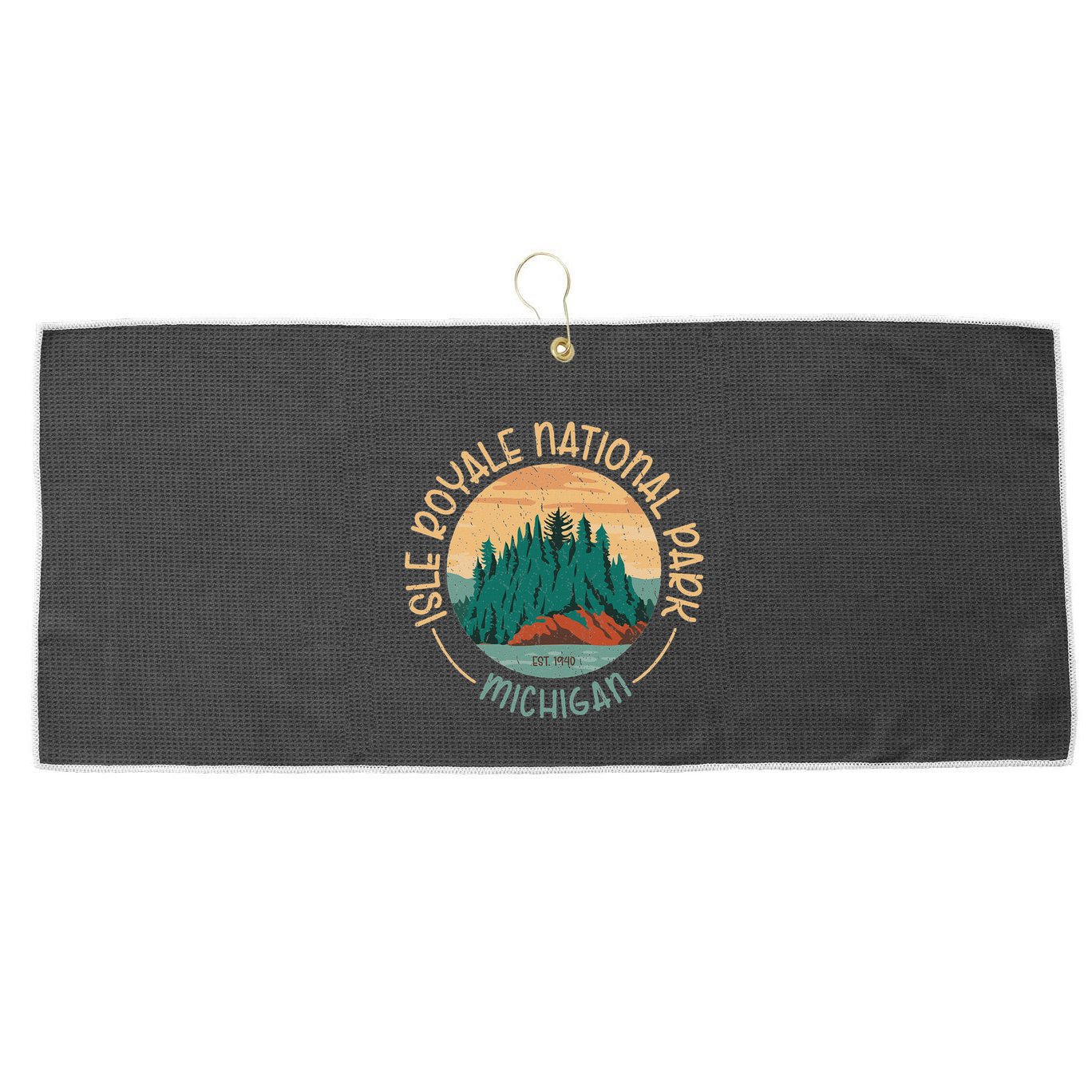 Isle Royale Michigan National Park Moose Sillhouete Large Microfiber Waffle Golf Towel