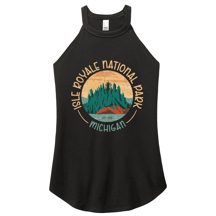 Isle Royale Michigan National Park Moose Sillhouete Women's Perfect Tri Rocker Tank