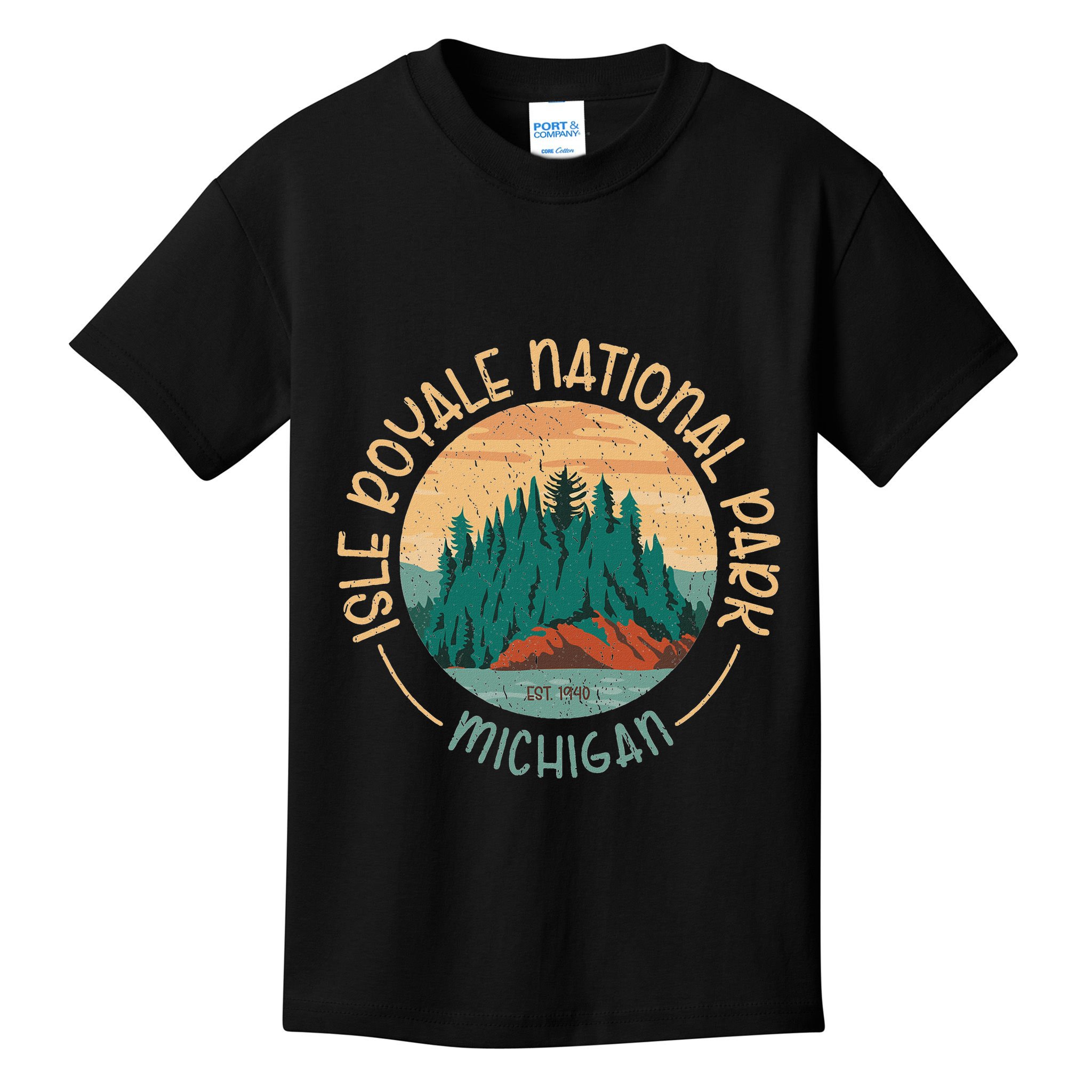 Isle Royale Michigan National Park Moose Sillhouete Kids T-Shirt