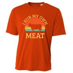 I Rub My Own Meat Funny Cooking BBQ Chef Cooling Performance Crew T-Shirt