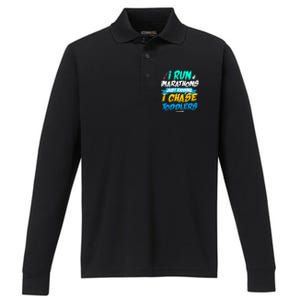 I Run Marathons Just Ding I Chase Sitter Meaningful Gift Performance Long Sleeve Polo