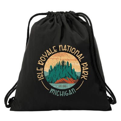 Isle Royale Michigan National Park Moose Sillhouete Drawstring Bag
