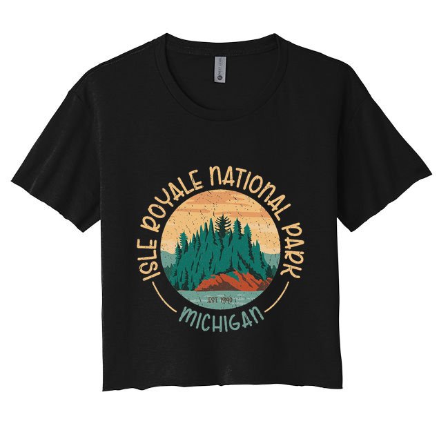 Isle Royale Michigan National Park Moose Sillhouete Crop Top