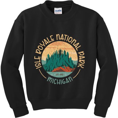Isle Royale Michigan National Park Moose Sillhouete Kids Sweatshirt