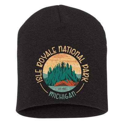 Isle Royale Michigan National Park Moose Sillhouete Short Acrylic Beanie