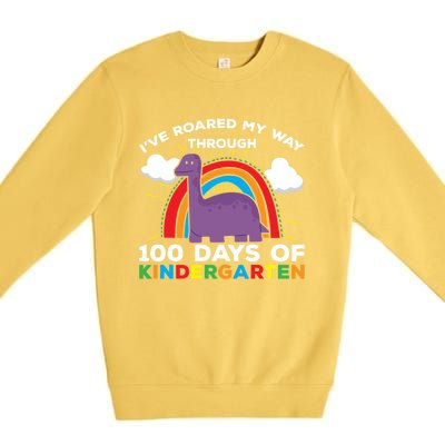 I've Roared My Way Through 100 Days Of Kindergarten Funny Gift Premium Crewneck Sweatshirt