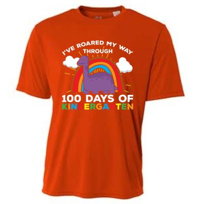 I've Roared My Way Through 100 Days Of Kindergarten Funny Gift Cooling Performance Crew T-Shirt