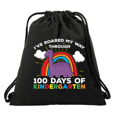 I've Roared My Way Through 100 Days Of Kindergarten Funny Gift Drawstring Bag