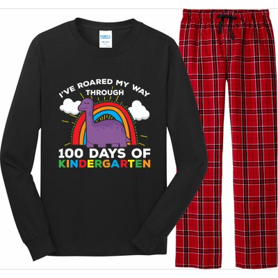 I've Roared My Way Through 100 Days Of Kindergarten Funny Gift Long Sleeve Pajama Set