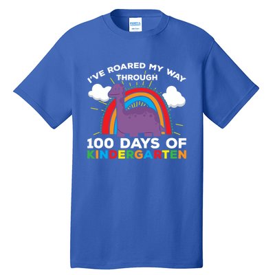 I've Roared My Way Through 100 Days Of Kindergarten Funny Gift Tall T-Shirt