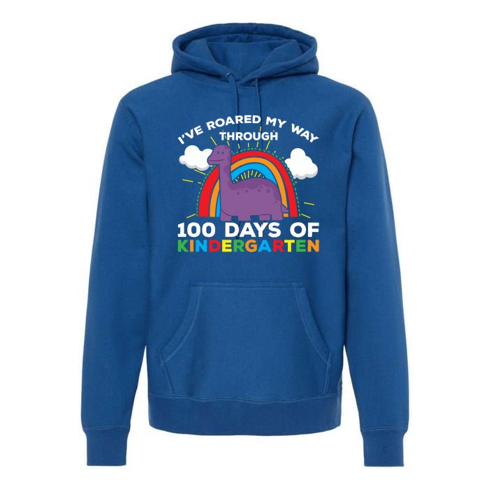 I've Roared My Way Through 100 Days Of Kindergarten Funny Gift Premium Hoodie