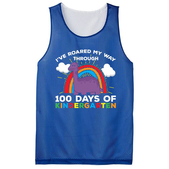 I've Roared My Way Through 100 Days Of Kindergarten Funny Gift Mesh Reversible Basketball Jersey Tank