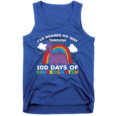 I've Roared My Way Through 100 Days Of Kindergarten Funny Gift Tank Top