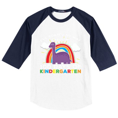 I've Roared My Way Through 100 Days Of Kindergarten Funny Gift Baseball Sleeve Shirt