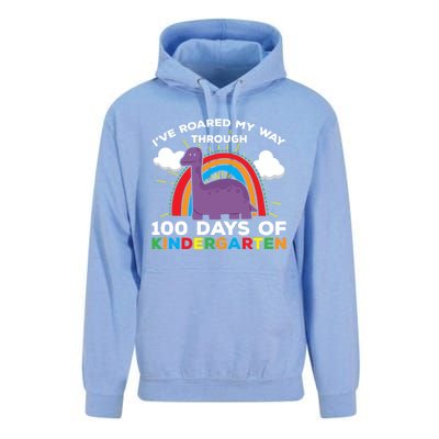 I've Roared My Way Through 100 Days Of Kindergarten Funny Gift Unisex Surf Hoodie