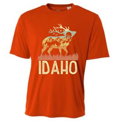 Idaho Retro Mountain Vintage Elk Hiking Gift Great Gift Cooling Performance Crew T-Shirt