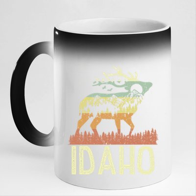 Idaho Retro Mountain Vintage Elk Hiking Gift Great Gift 11oz Black Color Changing Mug