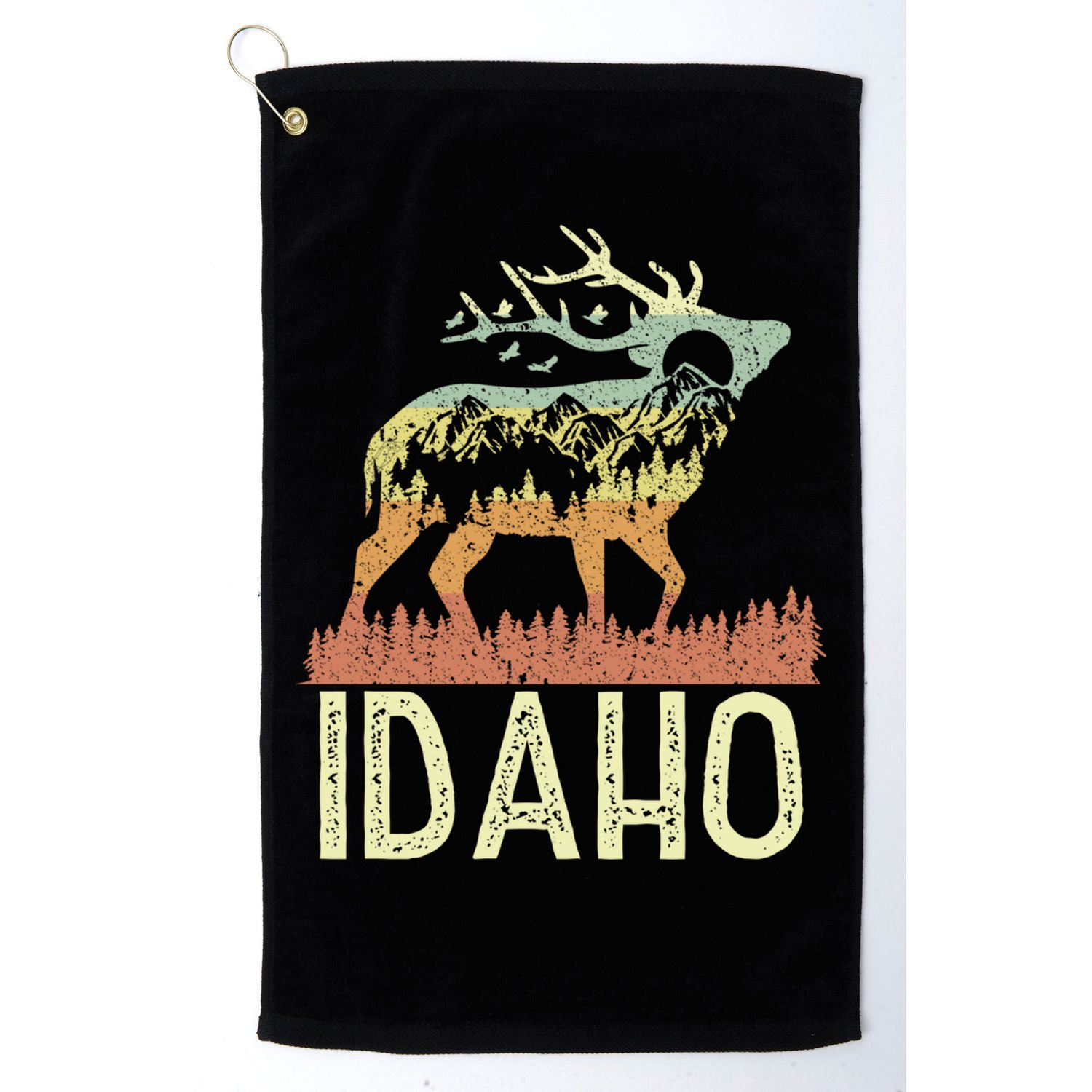 Idaho Retro Mountain Vintage Elk Hiking Gift Great Gift Golf Towel