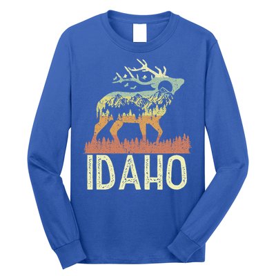 Idaho Retro Mountain Vintage Elk Hiking Gift Great Gift Long Sleeve Shirt