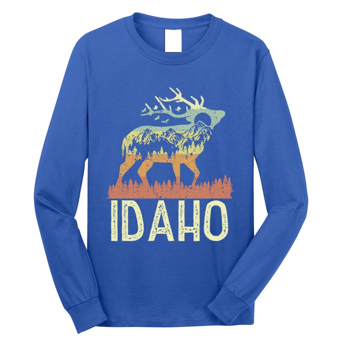 Idaho Retro Mountain Vintage Elk Hiking Gift Great Gift Long Sleeve Shirt