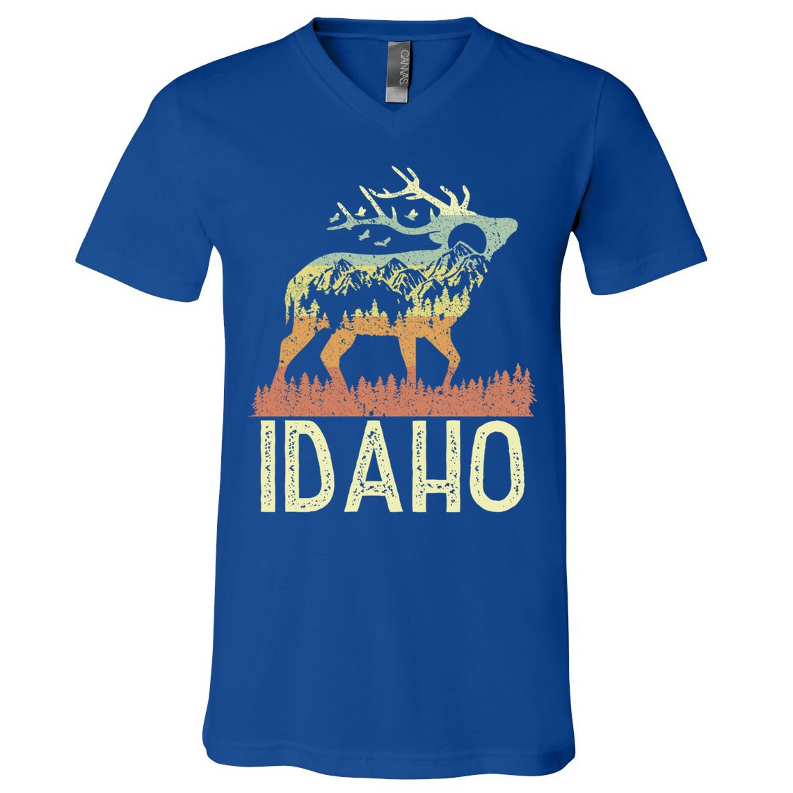 Idaho Retro Mountain Vintage Elk Hiking Gift Great Gift V-Neck T-Shirt