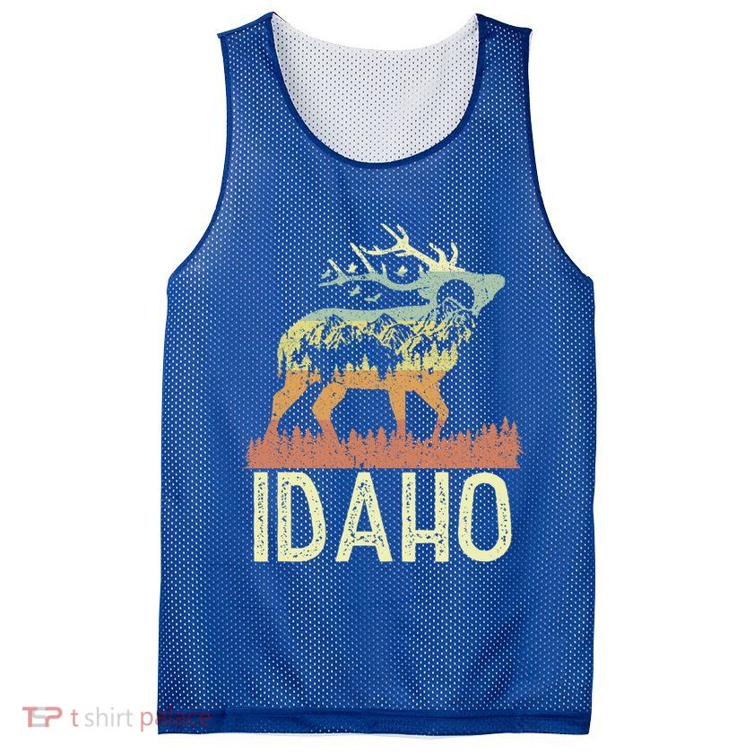 Idaho Retro Mountain Vintage Elk Hiking Gift Great Gift Mesh Reversible Basketball Jersey Tank