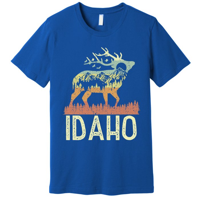 Idaho Retro Mountain Vintage Elk Hiking Gift Great Gift Premium T-Shirt