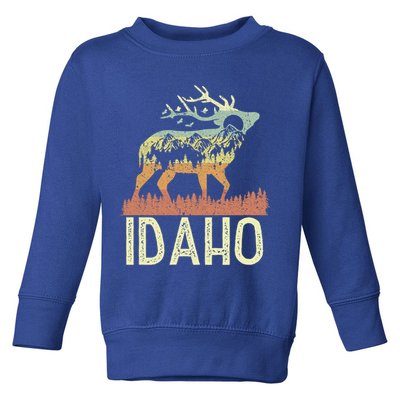 Idaho Retro Mountain Vintage Elk Hiking Gift Great Gift Toddler Sweatshirt