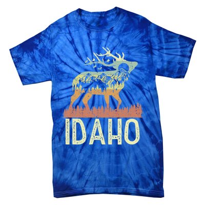 Idaho Retro Mountain Vintage Elk Hiking Gift Great Gift Tie-Dye T-Shirt