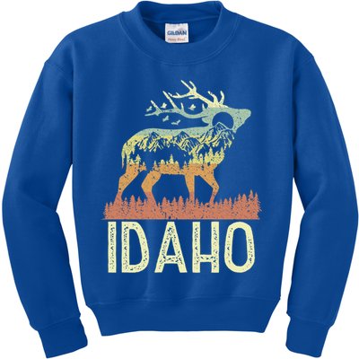 Idaho Retro Mountain Vintage Elk Hiking Gift Great Gift Kids Sweatshirt