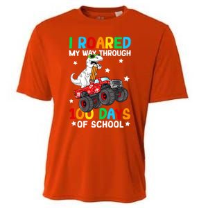 I Roared My Way Through 100 Days Of School Dinosaur Smarter Gift Cooling Performance Crew T-Shirt