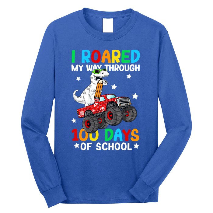 I Roared My Way Through 100 Days Of School Dinosaur Smarter Gift Long Sleeve Shirt