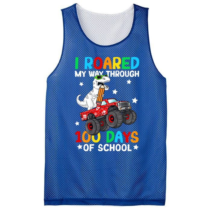 I Roared My Way Through 100 Days Of School Dinosaur Smarter Gift Mesh Reversible Basketball Jersey Tank