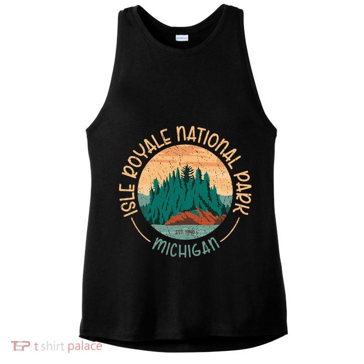 Isle Royale Michigan National Park Moose Sillhouete Ladies PosiCharge Tri-Blend Wicking Tank