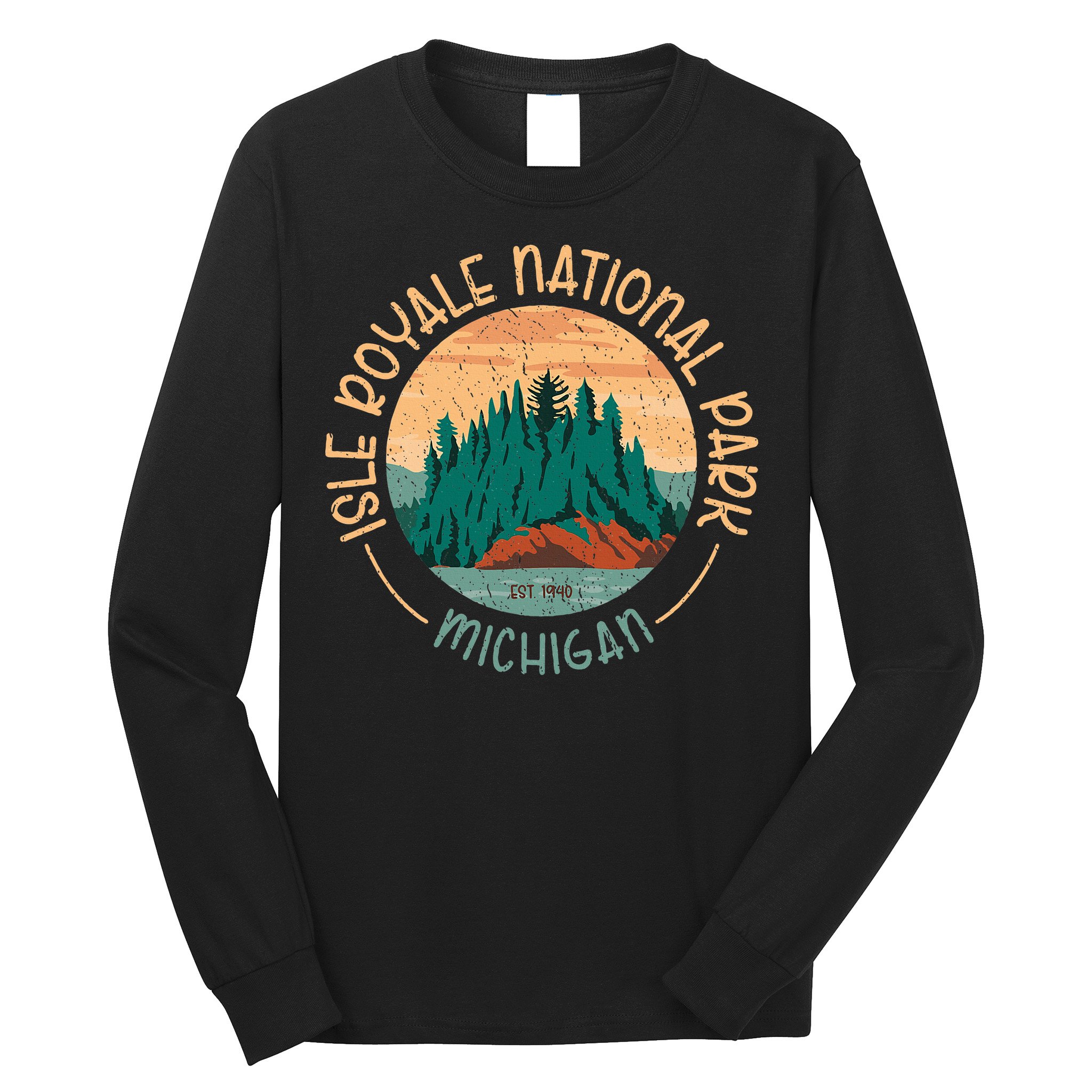 Isle Royale Michigan National Park Moose Sillhouete Long Sleeve Shirt