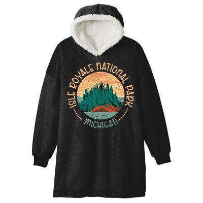 Isle Royale Michigan National Park Moose Sillhouete Hooded Wearable Blanket