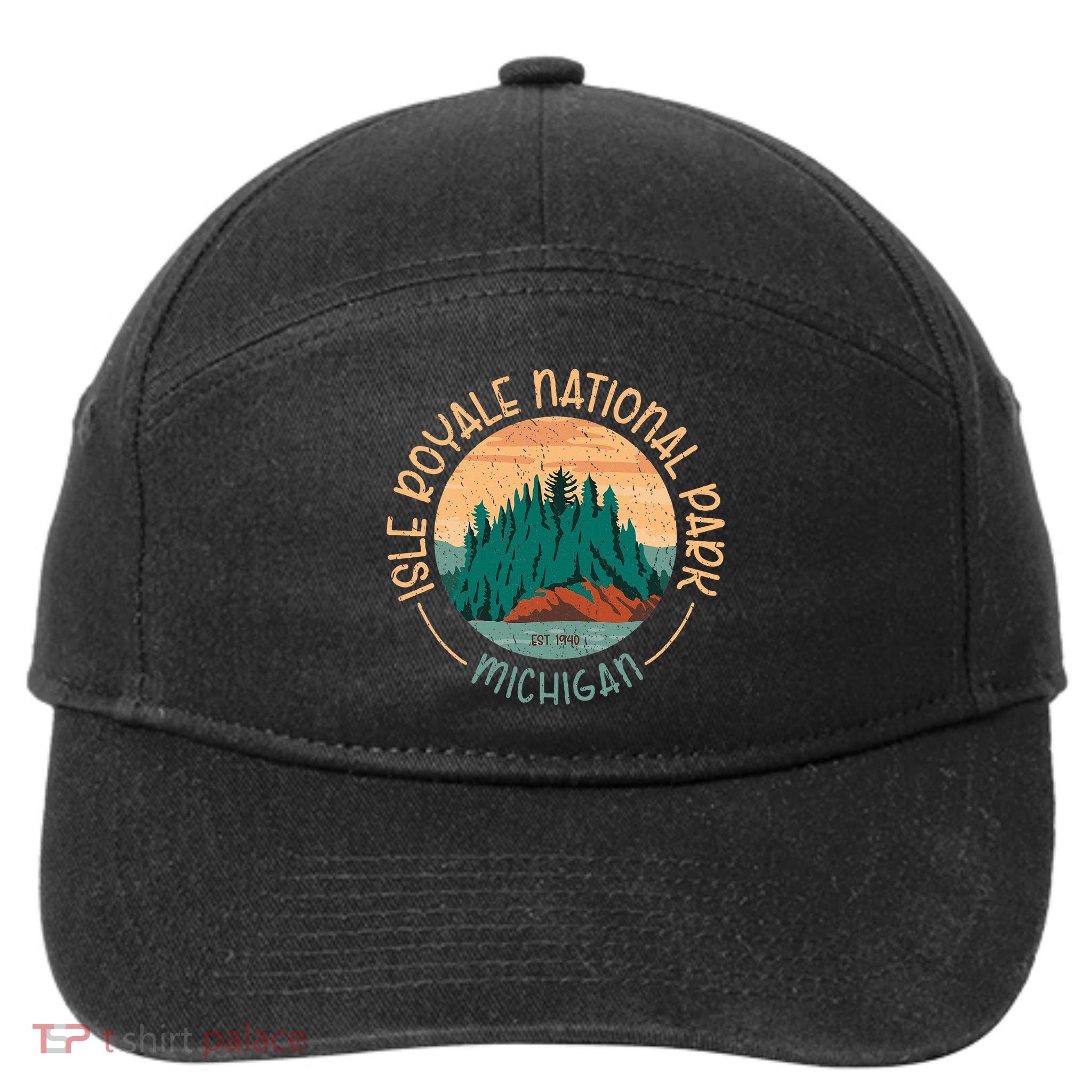 Isle Royale Michigan National Park Moose Sillhouete 7-Panel Snapback Hat