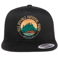 Isle Royale Michigan National Park Moose Sillhouete Flat Bill Trucker Hat