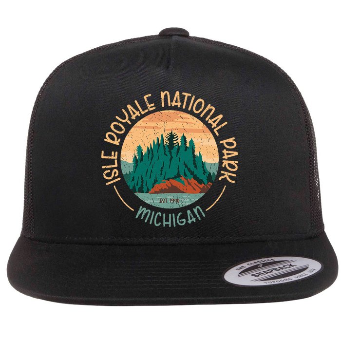 Isle Royale Michigan National Park Moose Sillhouete Flat Bill Trucker Hat