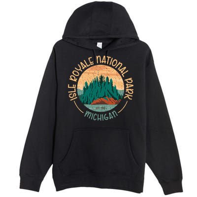 Isle Royale Michigan National Park Moose Sillhouete Premium Pullover Hoodie