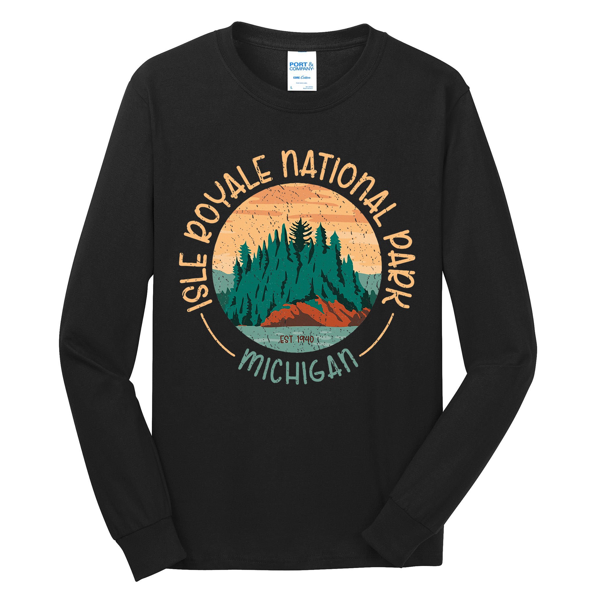 Isle Royale Michigan National Park Moose Sillhouete Tall Long Sleeve T-Shirt