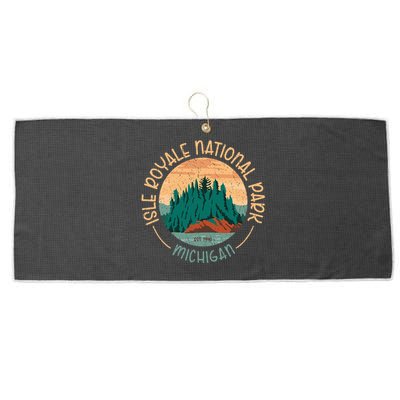 Isle Royale Michigan National Park Moose Sillhouete Large Microfiber Waffle Golf Towel