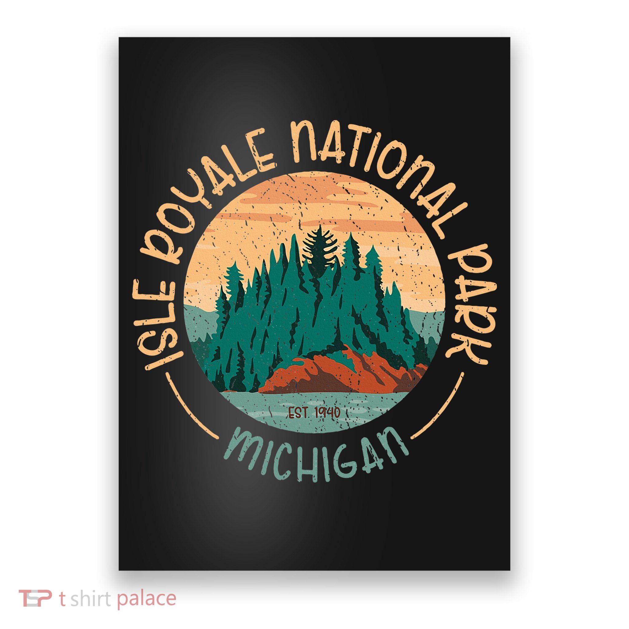 Isle Royale Michigan National Park Moose Sillhouete Poster