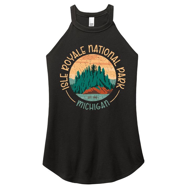 Isle Royale Michigan National Park Moose Sillhouete Women's Perfect Tri Rocker Tank