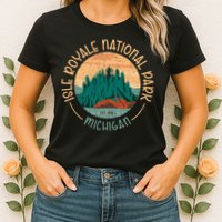 Isle Royale Michigan National Park Moose Sillhouete Womens T-Shirt