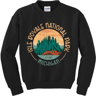 Isle Royale Michigan National Park Moose Sillhouete Kids Sweatshirt