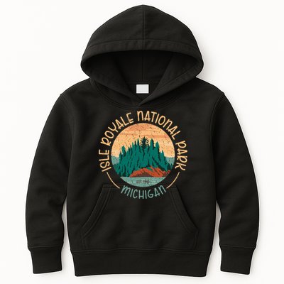 Isle Royale Michigan National Park Moose Sillhouete Kids Hoodie