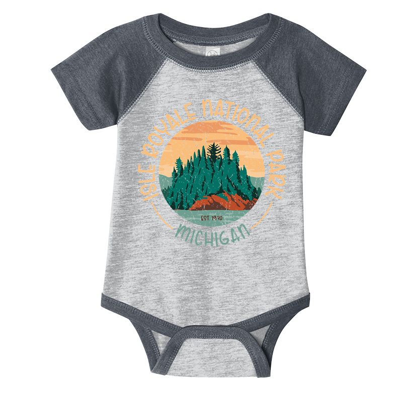 Isle Royale Michigan National Park Moose Sillhouete Infant Baby Jersey Bodysuit
