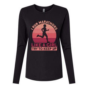 I Run Marathons Like A Try To Keep Up Gift Marathon Funny Gift Womens Cotton Relaxed Long Sleeve T-Shirt